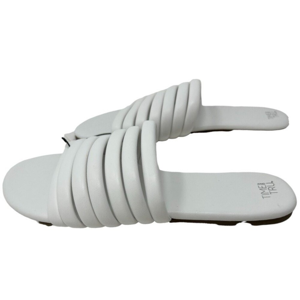 White Slides Sandals women's 11 Slip On shoes Multi-Band Memory Foam - Picture 6 of 9